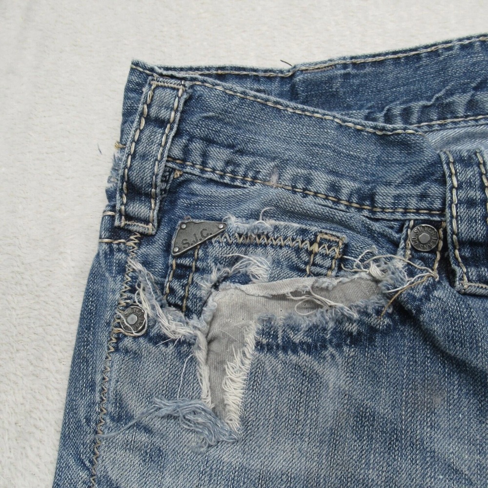Silver Jeans Mens 33x31 Blue Straight Western Grayson Whiskering‎ Fade Thrashed - Picture 6 of 15